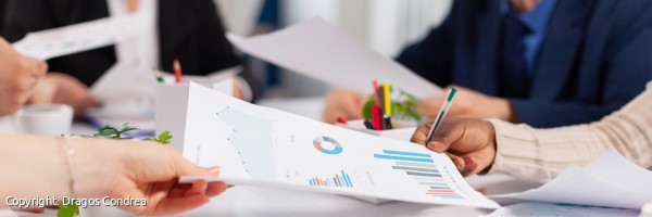 Close up of diverse startup company colleagues meeting in professional workplace, brifing and sharing ideas over financial strategy. Colleagues working in office at conference table in startup management company.